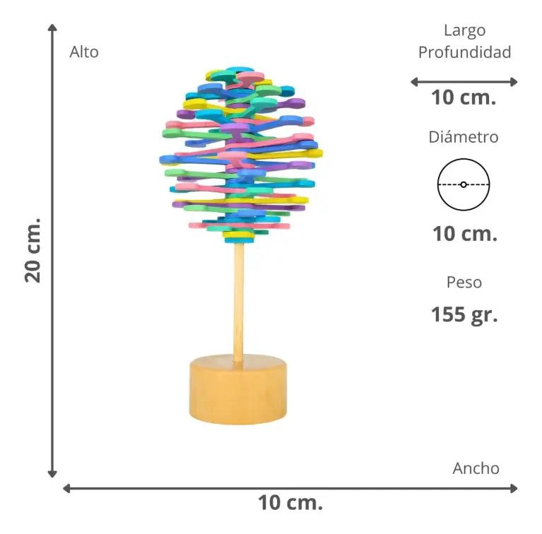 JUGUETE GIRATORIO DE MADERA MULTICOLOR PARA NIÑOS Y ADULTOS - 2