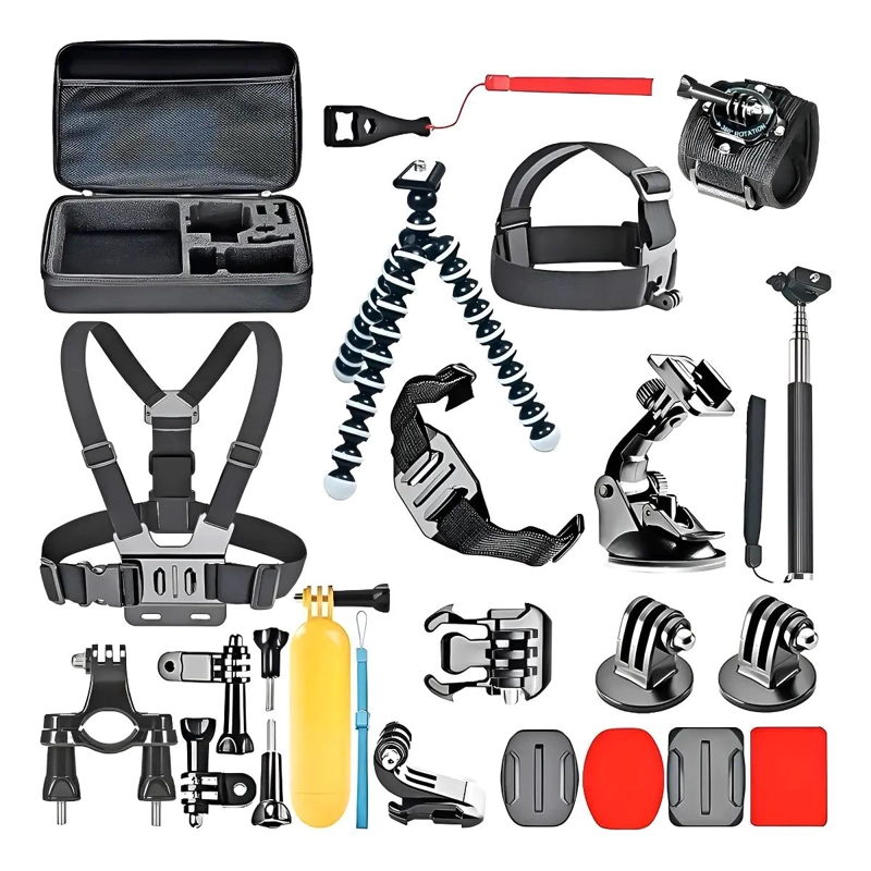 KIT DE ACCESORIOS PARA CAMARA DEPORTIVA 28 PIEZAS - 1