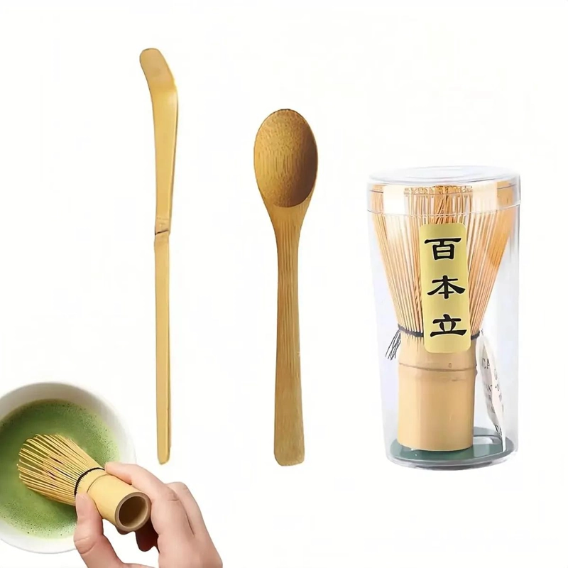 SET DE BATIDORES Y CUCHARAS DE BAMBU PARA PREPARACION DE TE  MATCHA - 1