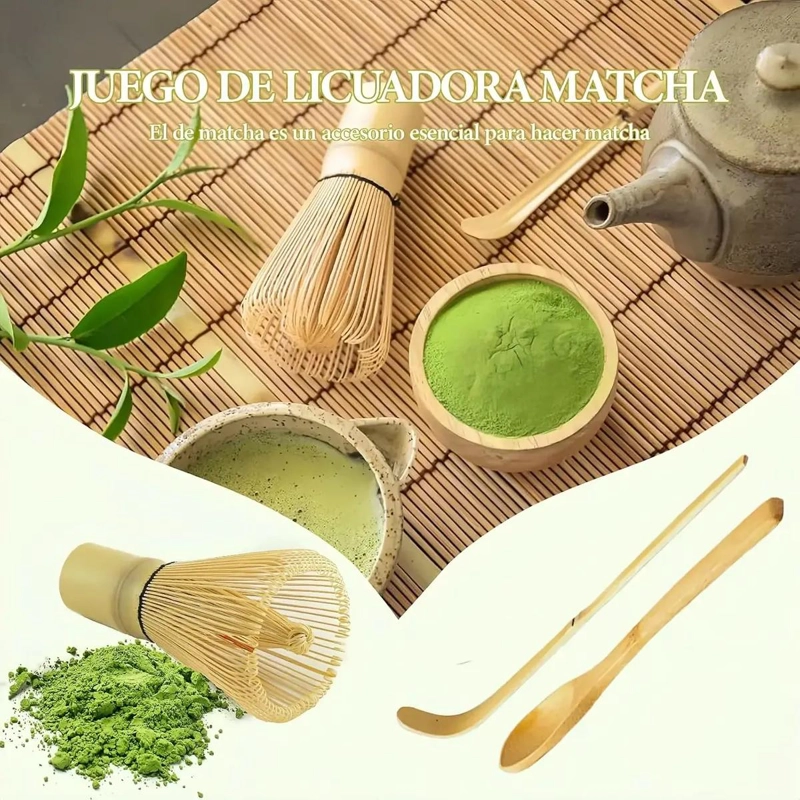SET DE BATIDORES Y CUCHARAS DE BAMBU PARA PREPARACION DE TE  MATCHA - 2