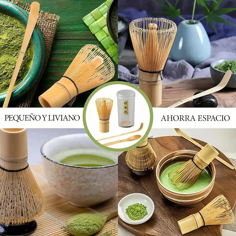 SET DE BATIDORES Y CUCHARAS DE BAMBU PARA PREPARACION DE TE  MATCHA - 8