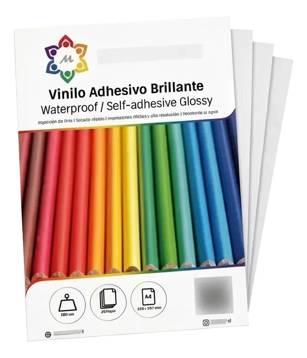 VINILO ADHESIVO IMPRIMIBLE A4 PARA STICKERS Y ETIQUETAS - 1