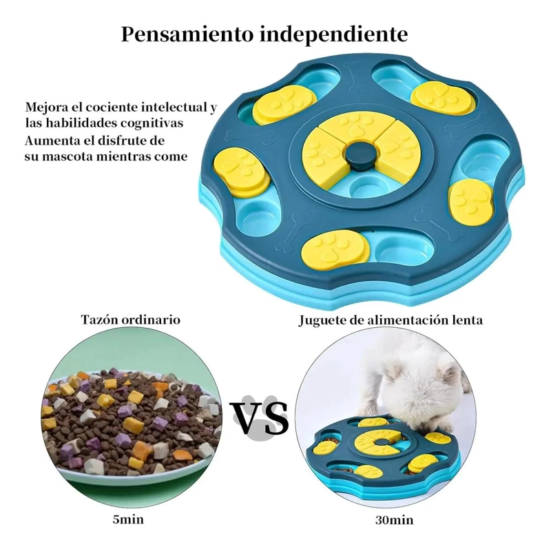 PLATO ROMPECABEZAS INTERACTIVO PARA MASCOTAS COLOR AZUL - 6