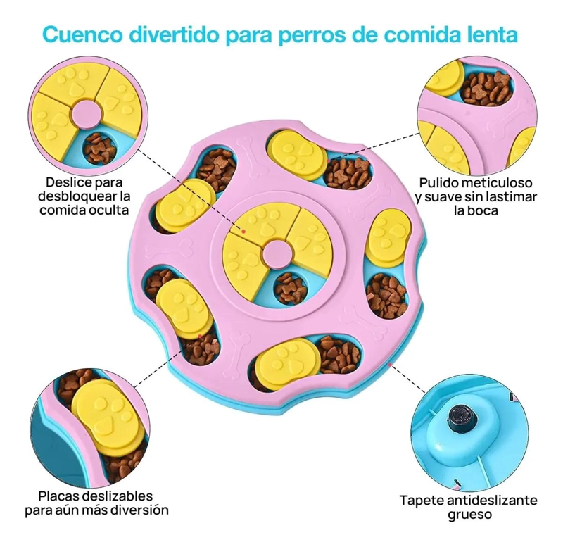 PLATO ROMPECABEZAS INTERACTIVO PARA MASCOTAS COLOR AZUL - 7