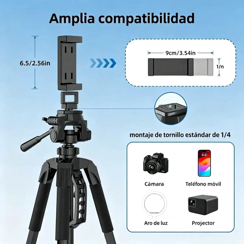 TRIPODE PORTATIL AJUSTABLE PARA CAMARA Y MOVIL DE 170 CM - 2