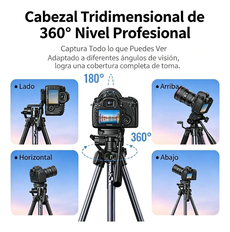 TRIPODE PORTATIL AJUSTABLE PARA CAMARA Y MOVIL DE 170 CM - 6