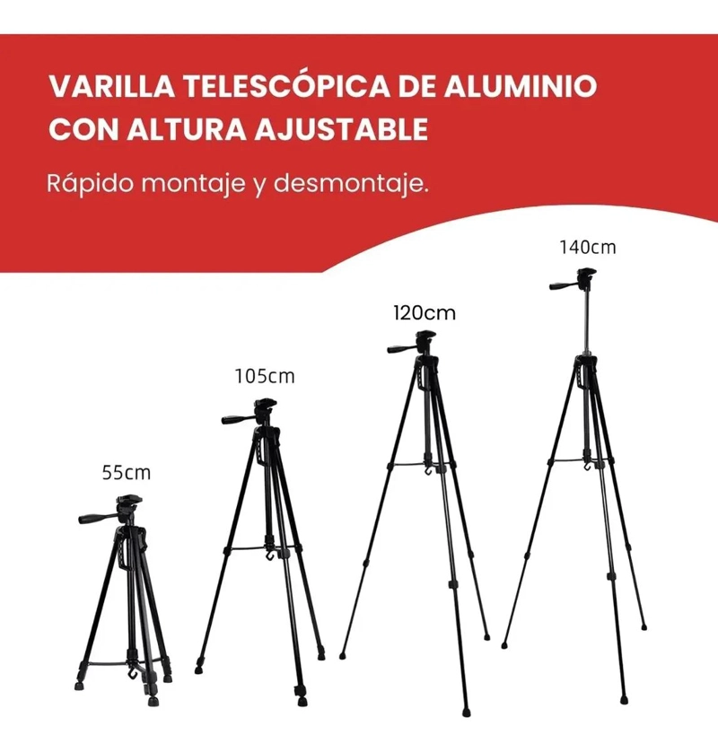 TRIPODE PROFESIONAL PARA FOTOGRAFIA Y VIDEO CON ADAPTADOR - 7