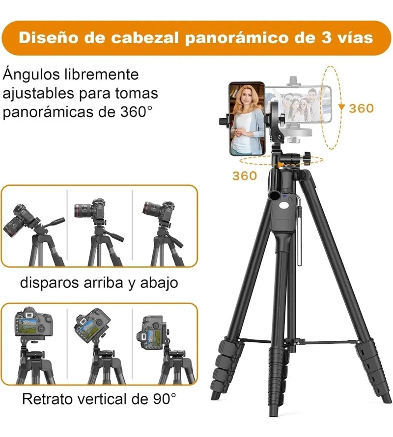 TRIPODE PROFESIONAL DE ALUMINIO CON CABEZAL PANORAMICO - 5