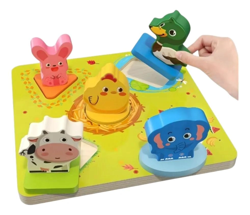 PUZZLE DE MADERA MONTESSORI CON ANIMALES PARA NIÑOS - 1