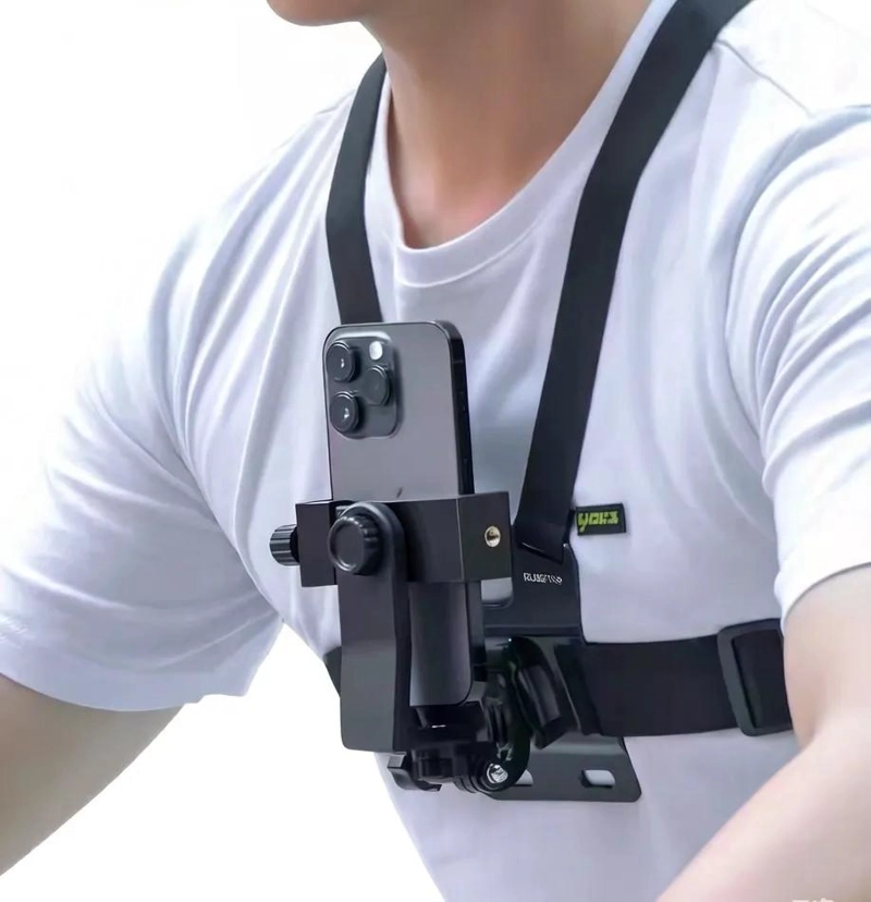 SOPORTE DE PECHO PARA CAMARA Y TELE FONO MOVIL CON ROTACION 360° - 1