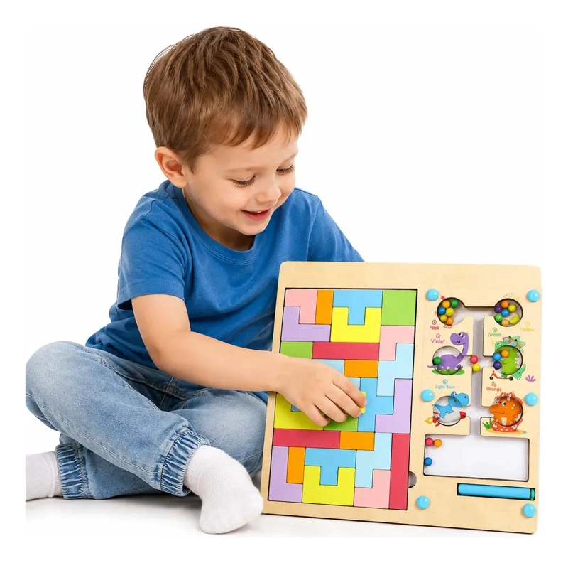 JUEGO DIDACTICO LABERINTO PUZZLE DE MADERA PARA NIÑOS - 1