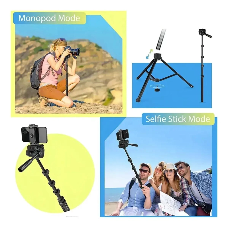 TRIPODE SOPORTE AJUSTABLE PARA CAMARA Y CELULAR CON ESTABILIDAD - 6