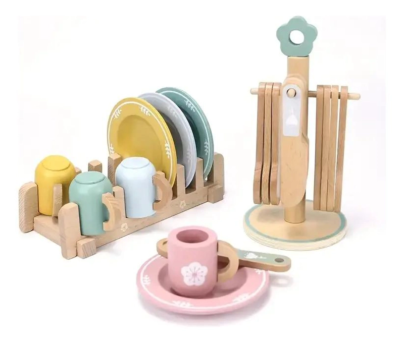 VAJILLA DE MADERA JUGUETE PARA NIÑOS 21 PIEZAS - 3