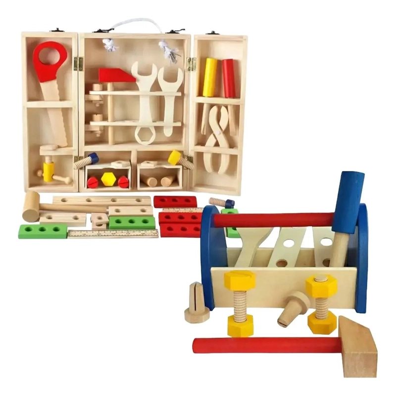 JUEGO DIDACTICO DE HERRAMIENTAS DE MADERA PARA NIÑOS - 1