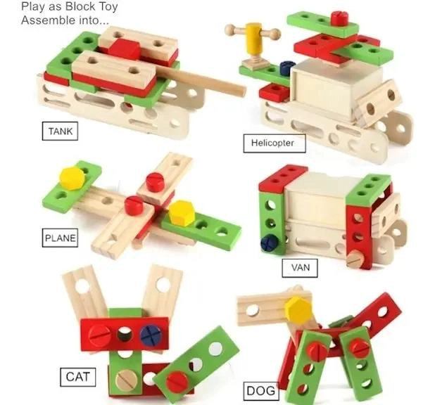 JUEGO DIDACTICO DE HERRAMIENTAS DE MADERA PARA NIÑOS - 8