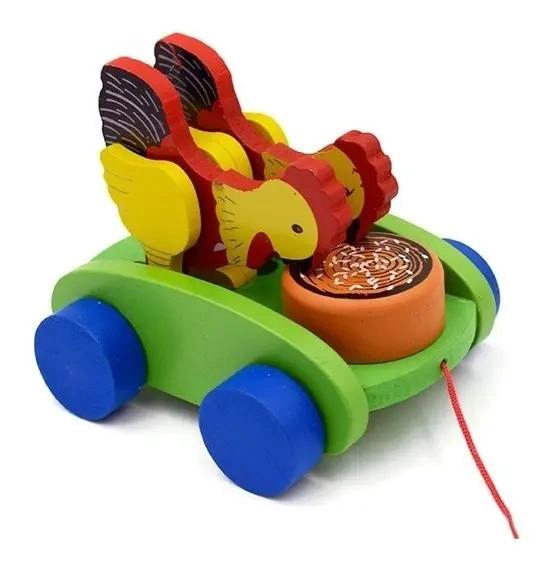 CARRITO DIDACTICO DE ARRASTRE CON ANIMALES DE MADERA - 1