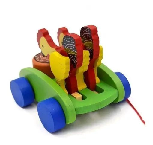 CARRITO DIDACTICO DE ARRASTRE CON ANIMALES DE MADERA - 2