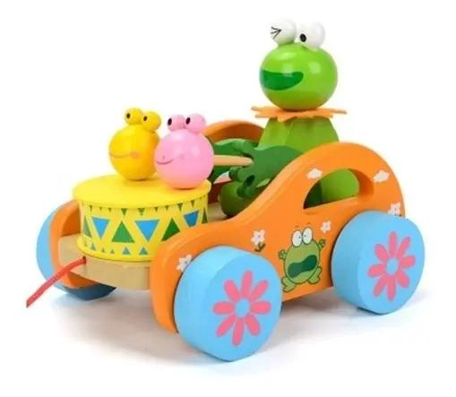 CARRITO DIDACTICO DE ARRASTRE CON ANIMALES DE MADERA - 5