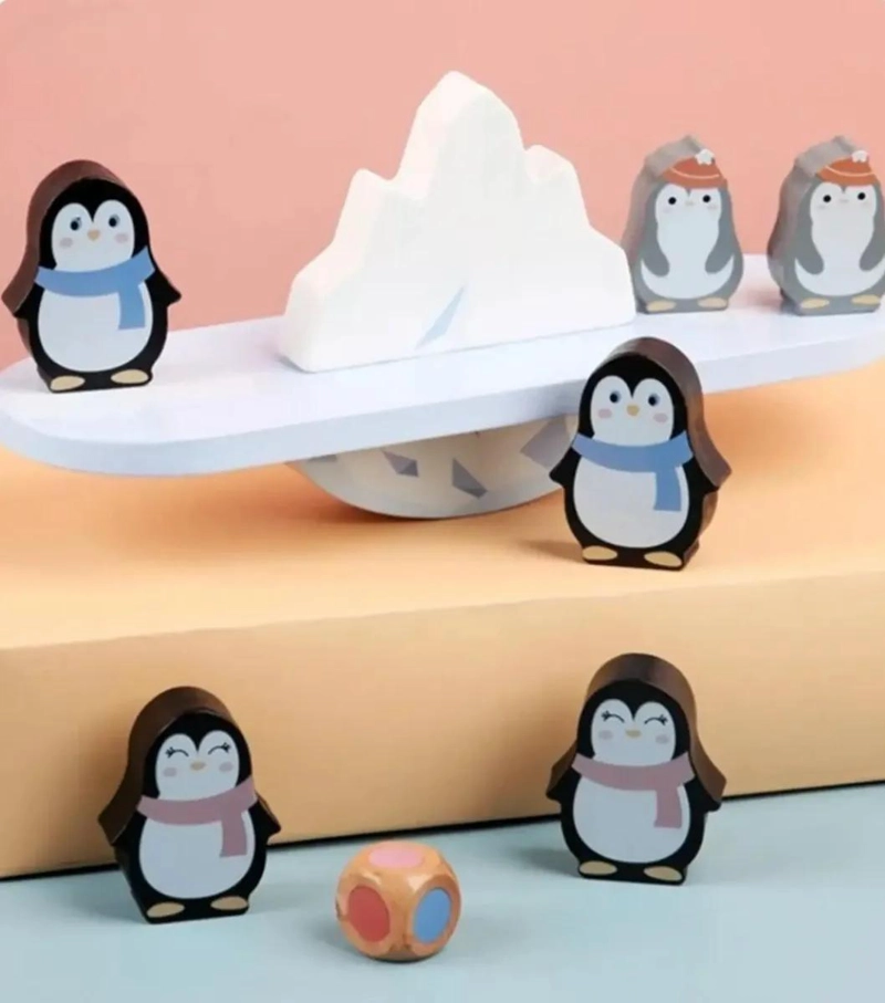 BLOQUES DE EQUILIBRIO DE MADERA PARA NIÑOS CON PINGÜINOS - 3
