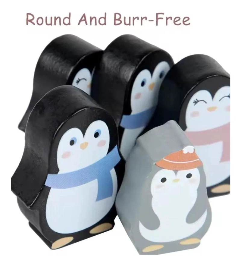 BLOQUES DE EQUILIBRIO DE MADERA PARA NIÑOS CON PINGÜINOS - 6