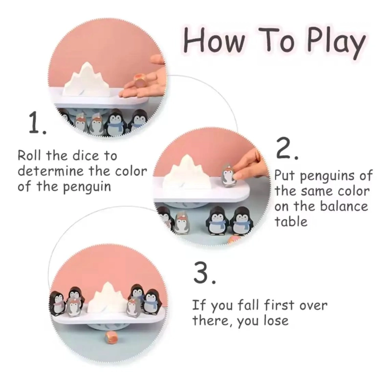 BLOQUES DE EQUILIBRIO DE MADERA PARA NIÑOS CON PINGÜINOS - 7