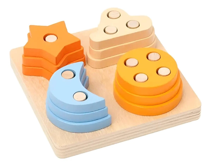 JUGUETE APILABLE DE MADERA PARA BEBE S CON 12 PIEZAS - 1