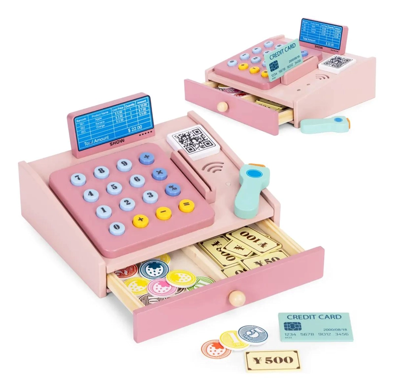 CAJA REGISTRADORA DE MADERA PARA NIÑOS CON ACCESORIOS - 4