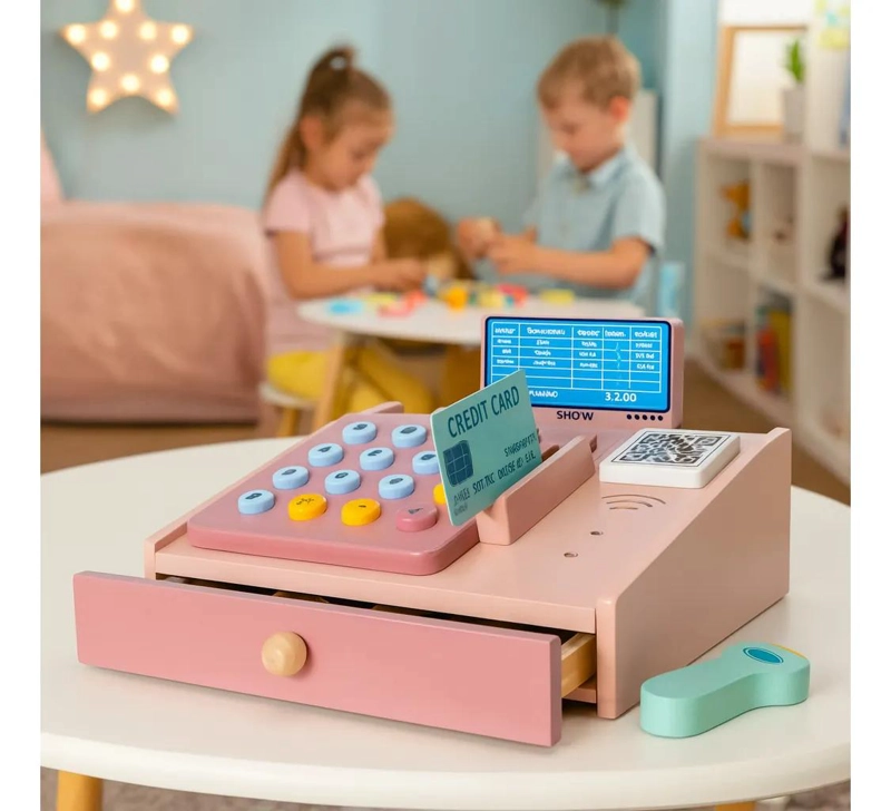 CAJA REGISTRADORA DE MADERA PARA NIÑOS CON ACCESORIOS - 5