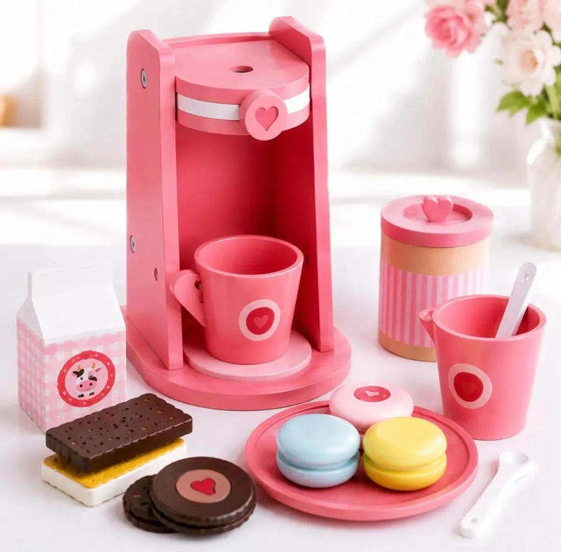 CAFETERA DE JUGUETE DE MADERA CON 14 ACCESORIOS DE VELCRO - 4