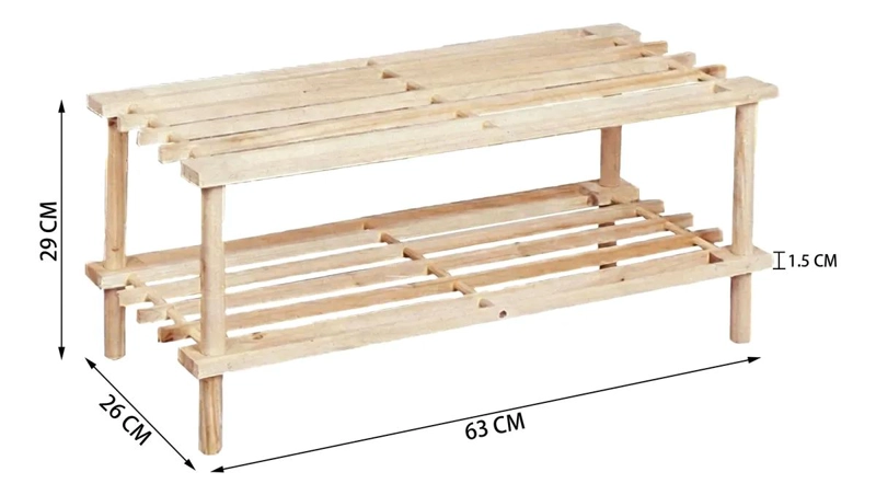 ZAPATERO ORGANIZADOR DE MADERA MULTIUSO CON 2 NIVELES - 5