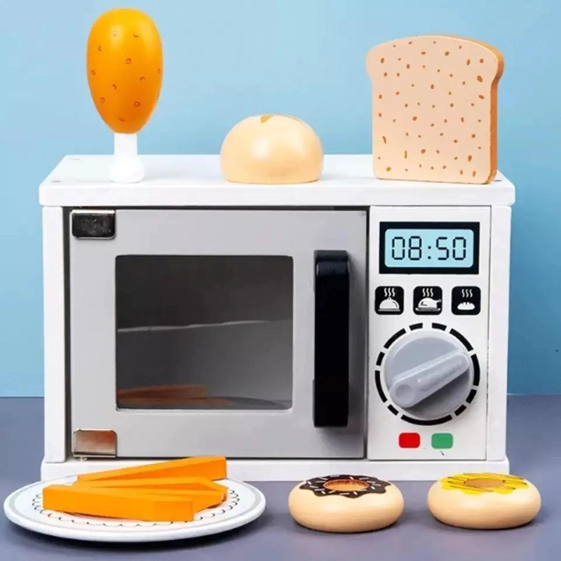 HORNO MICROONDAS DIDACTICO DE MADERA PARA NIÑOS - 3