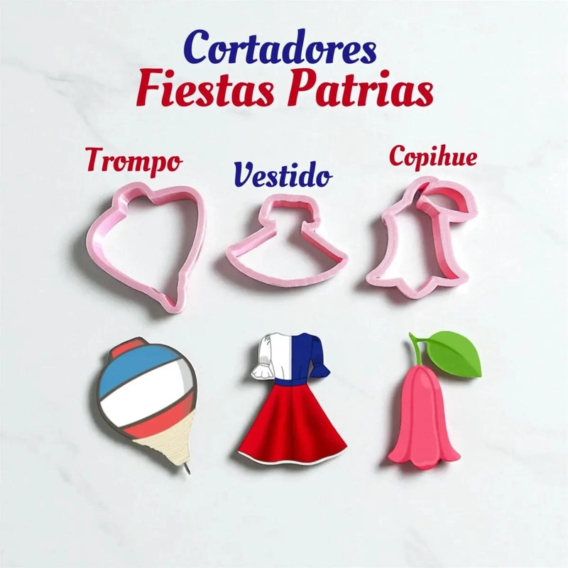 SET DE 9 CORTADORES DE GALLETA TEMATICOS PARA FIESTAS PATRIAS - 5