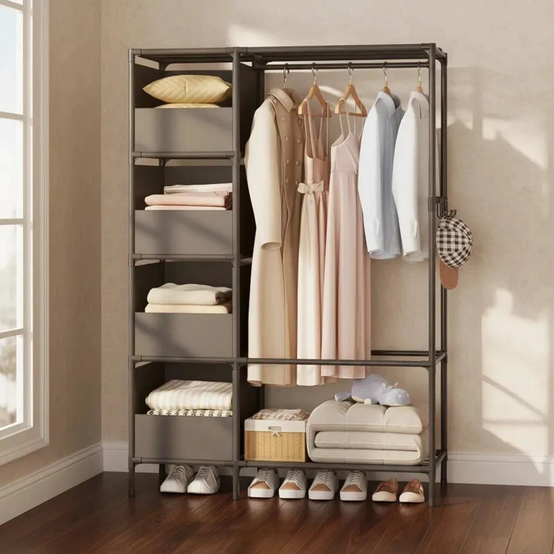 ORGANIZADOR DE ROPA CON PERCHERO Y ESTANTES PARA CLOSET - 2