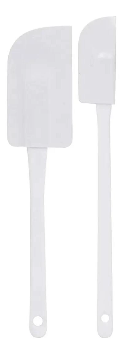 KIT DE 2 ESPATULAS DE SILICONA PARA REPOSTERIA Y COCINA COLOR BLANCO - 1