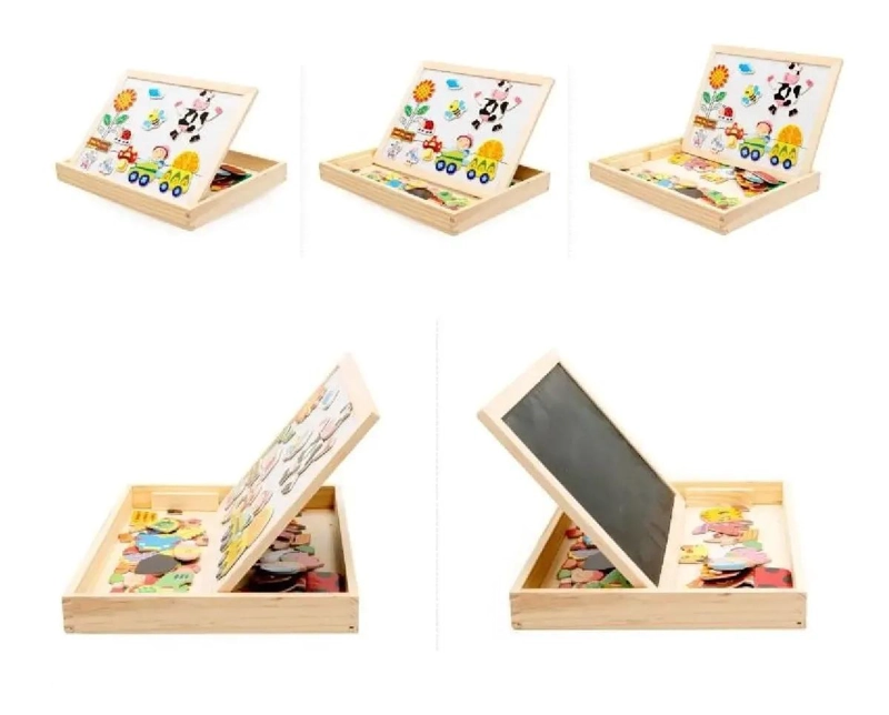 PIZARRA MAGNE TICA DOBLE DE MADERA PARA NIÑOS - 5