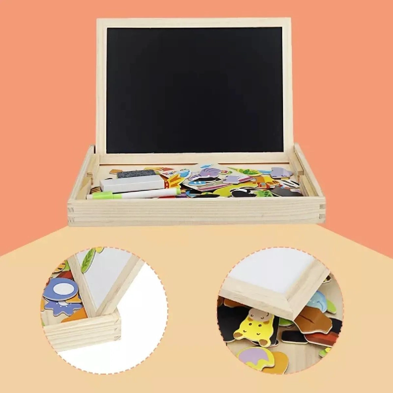 PIZARRA MAGNE TICA DOBLE DE MADERA PARA NIÑOS - 9