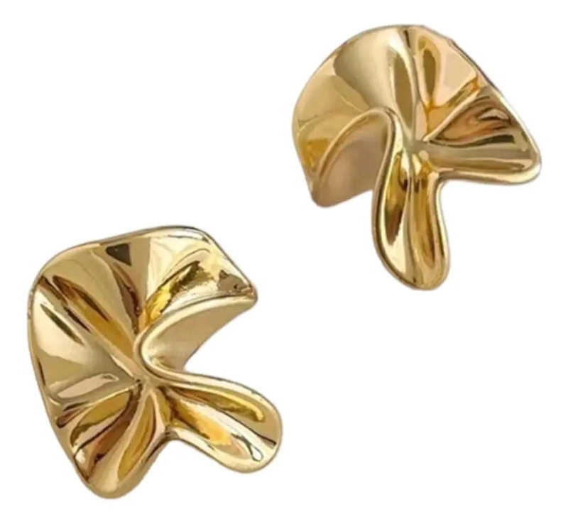 AROS GEOME TRICOS ELEGANTES DE ACERO LAMINADO EN ORO 18K - 1