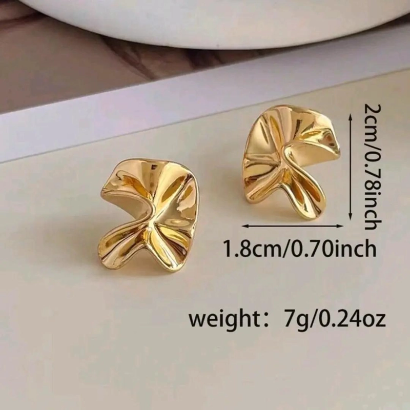 AROS GEOME TRICOS ELEGANTES DE ACERO LAMINADO EN ORO 18K - 6