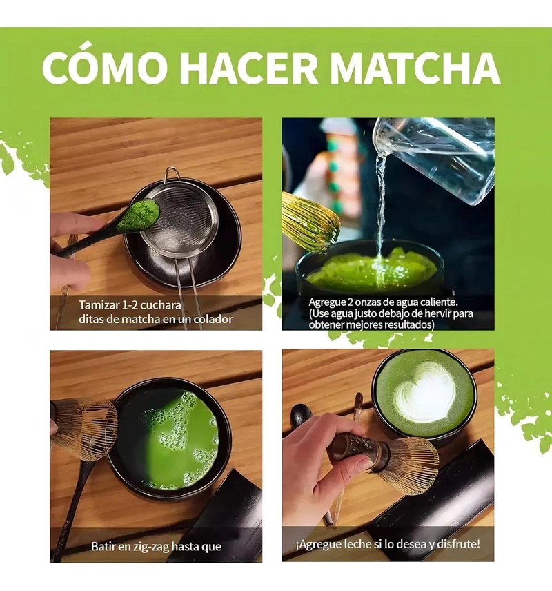 BATIDOR DE BAMBU ARTESANAL PARA PREPARAR TE  MATCHA CON CUCHARA INCLUIDA - 3