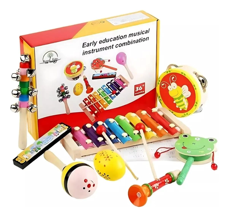SET DE 8 INSTRUMENTOS MUSICALES DE MADERA PARA NIÑOS - 1