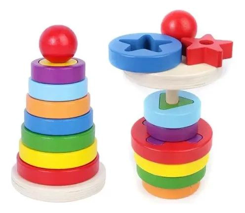 JUGUETE DIDACTICO TORRE DE FORMAS APILABLE PARA NIÑOS - 6