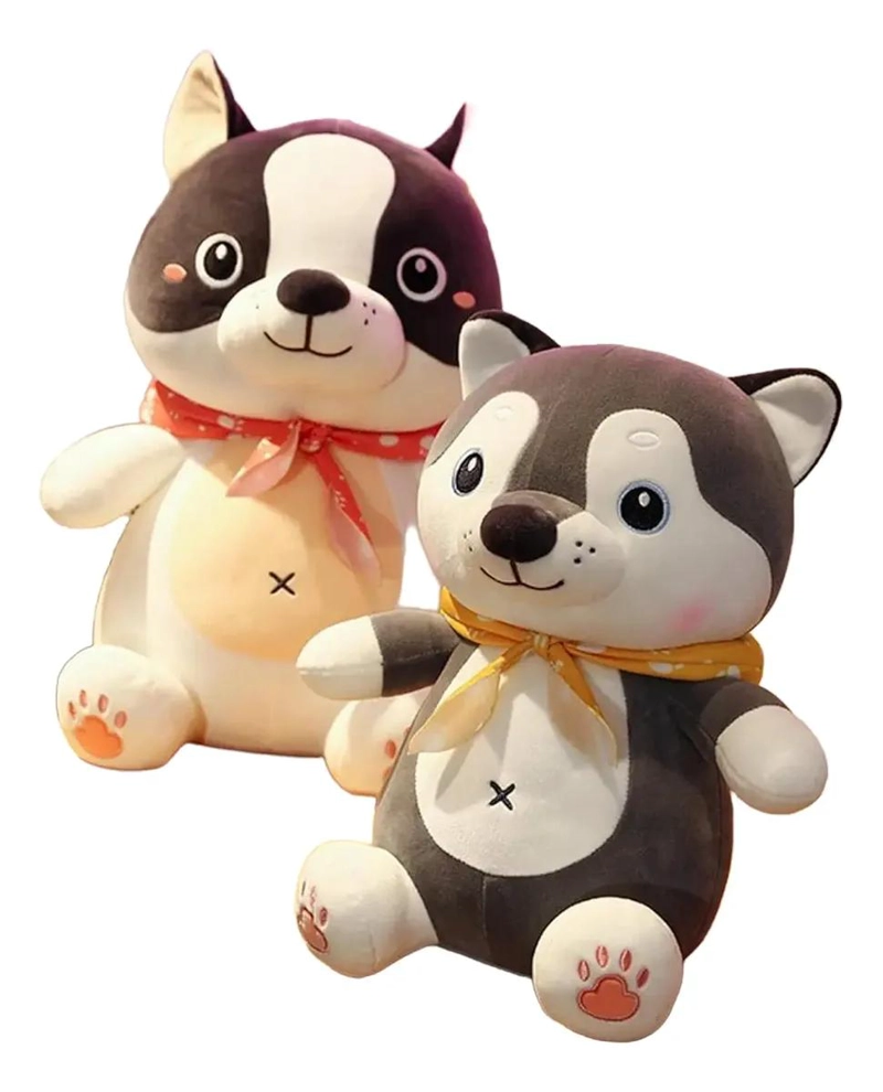 PELUCHE DE PERRO KAWAII CON BUFANDA 48 CM IDEAL PARA REGALO - 1
