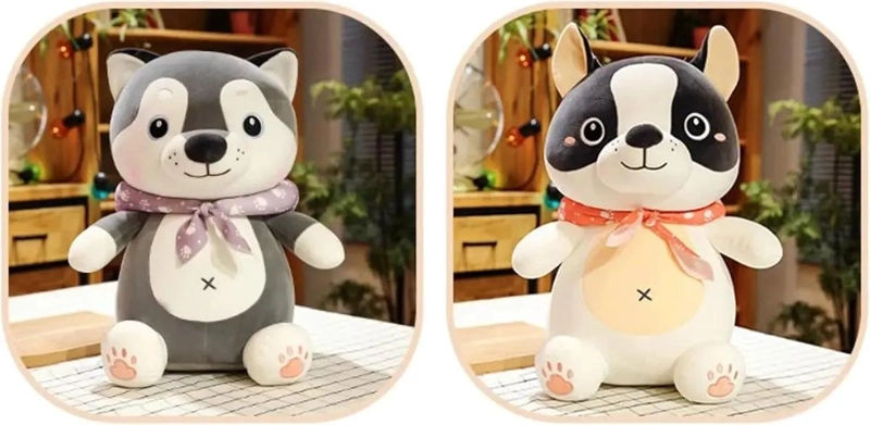 PELUCHE DE PERRO KAWAII CON BUFANDA 48 CM IDEAL PARA REGALO - 4