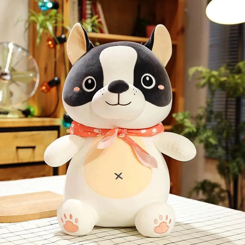 PELUCHE DE PERRO KAWAII CON BUFANDA 48 CM IDEAL PARA REGALO - 5