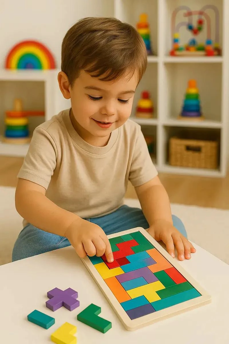 ROMPECABEZAS DE MADERA ESTILO TETRIS PARA APRENDIZAJE - 1