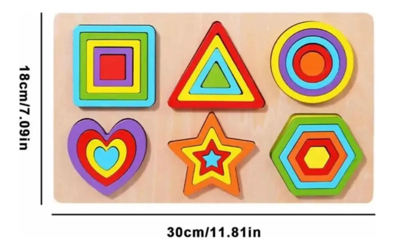 ROMPECABEZAS DE MADERA GEOME TRICO PARA NIÑOS PEQUEÑOS - 6
