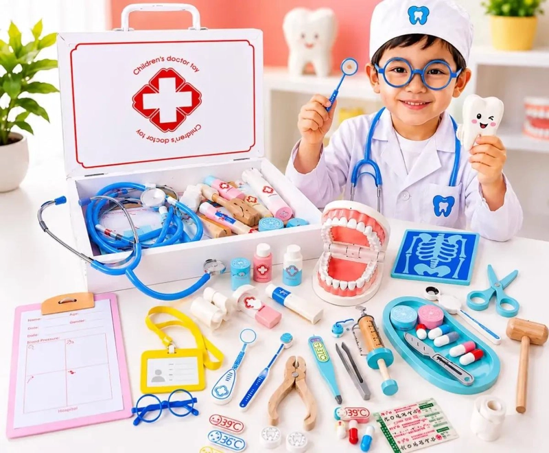 KIT ME DICO Y DENTAL DE MADERA INFANTIL CON 42 PIEZAS - 3