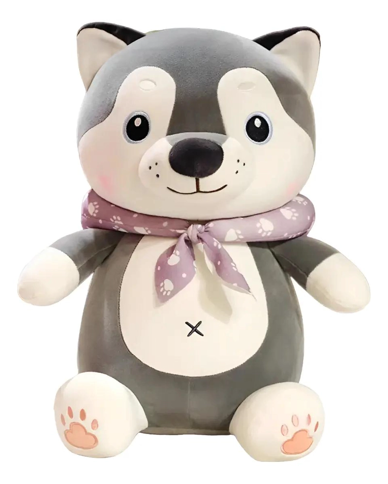 PELUCHE DE PERRO KAWAII CON BUFANDA 48 CM COLOR BLANCO - 1