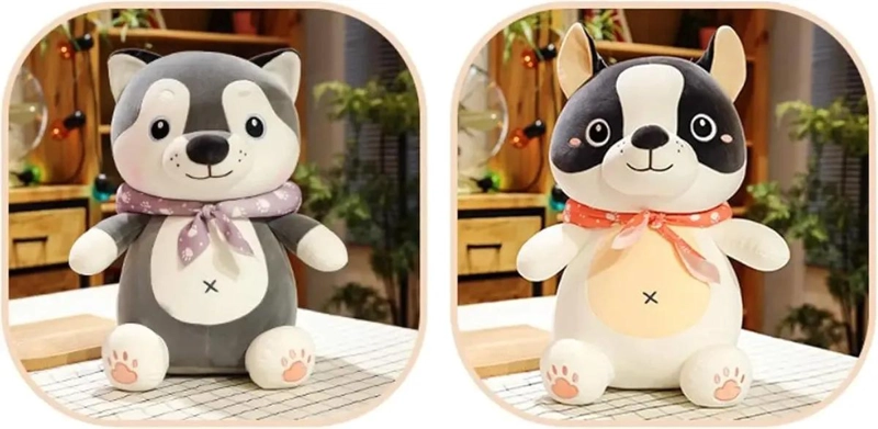 PELUCHE DE PERRO KAWAII CON BUFANDA 48 CM COLOR BLANCO - 4