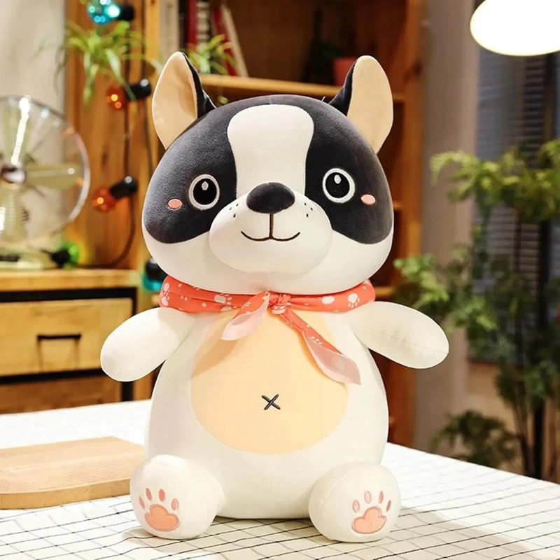PELUCHE DE PERRO KAWAII CON BUFANDA 48 CM COLOR BLANCO - 5